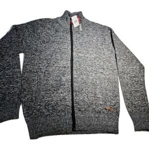 Buffalo David Bitton Sweater Jacket Mens LARGE Knit Gray Fleece Lined GORPCORE